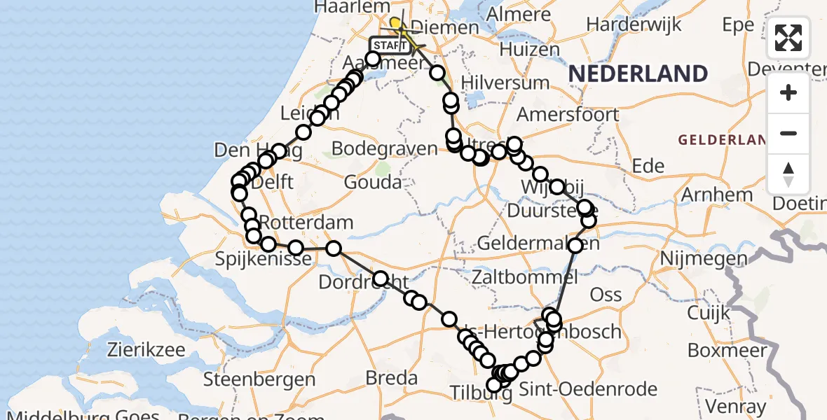 Routekaart van de vlucht: Politieheli naar Amstelveen, Slotertocht