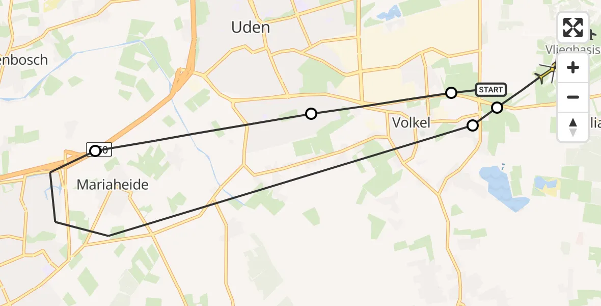 Routekaart van de vlucht: Lifeliner 3 naar Vliegbasis Volkel, Linie