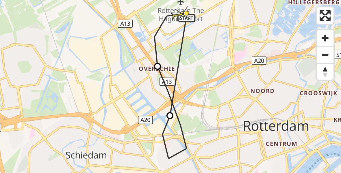 Routekaart van de vlucht: Lifeliner 2 naar Rotterdam The Hague Airport, Abraham van Stolkweg