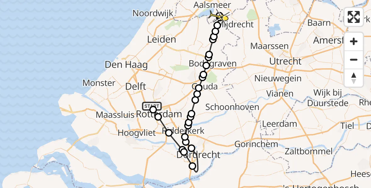 Routekaart van de vlucht: Lifeliner 2 naar De Kwakel, P10