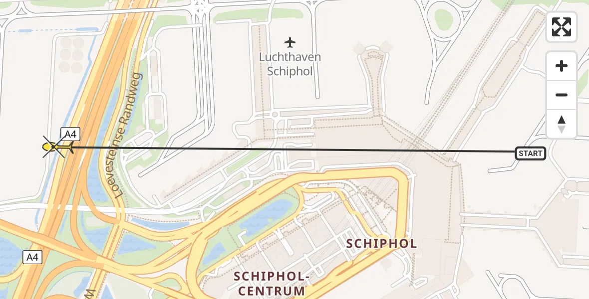 Routekaart van de vlucht: Politiehelikopter naar Luchthaven Schiphol
