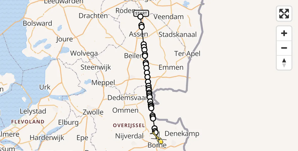 Routekaart van de vlucht: Lifeliner 4 naar Albergen, Moespot