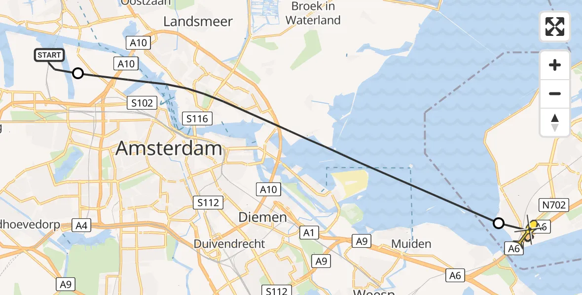 Routekaart van de vlucht: Lifeliner 1 naar Almere, Sonthaven