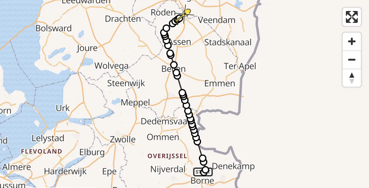 Routekaart van de vlucht: Lifeliner 4 naar Groningen Airport Eelde, Loodijk