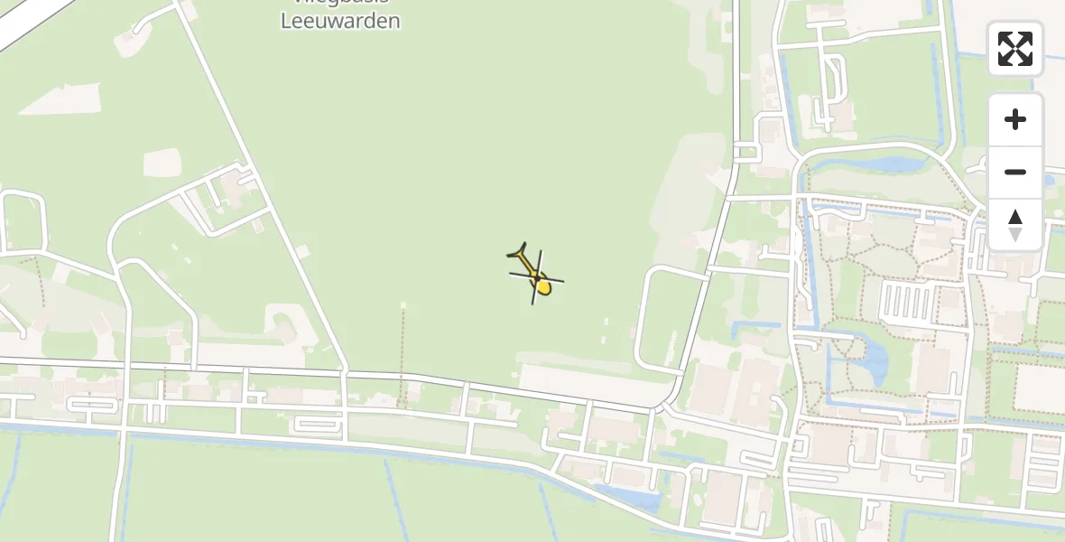 Vluchtroute Ambulancehelikopter van Vliegbasis Leeuwarden naar Vliegbasis Leeuwarden
