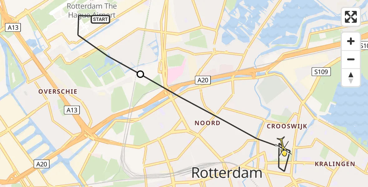 Routekaart van de vlucht: Lifeliner 2 naar Rotterdam, Deelenpad