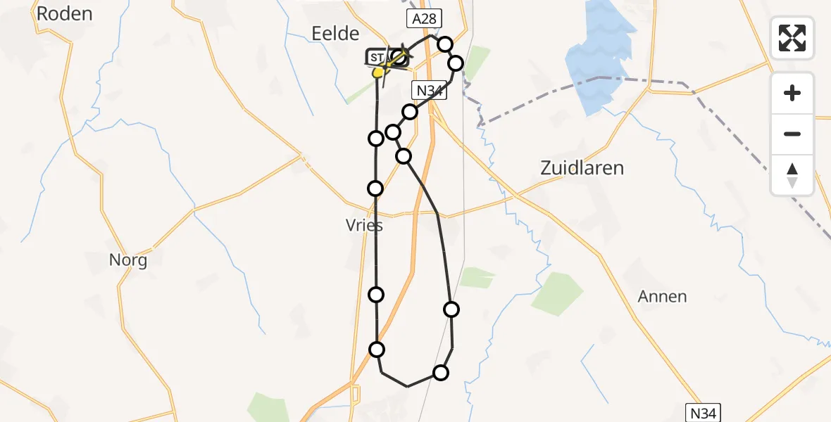 Routekaart van de vlucht: Lifeliner 4 naar Groningen Airport Eelde, Norgerweg