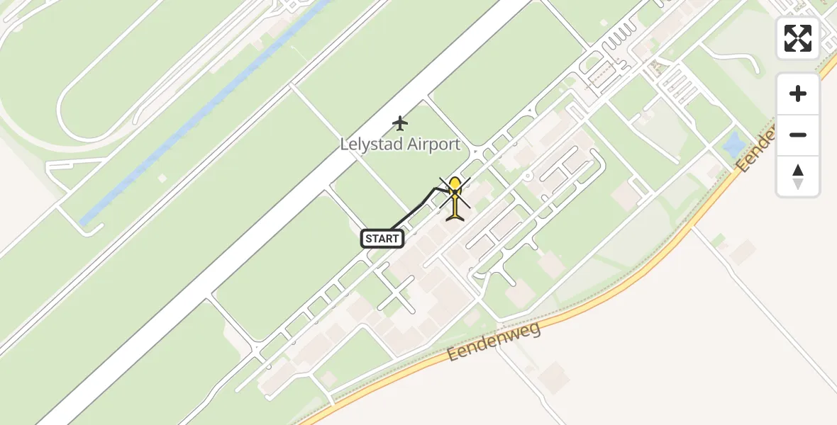 Routekaart van de vlucht: Traumaheli naar Lelystad Airport, Emoeweg