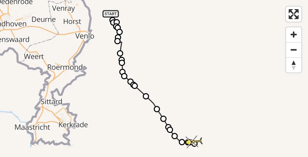 Routekaart van de vlucht: Ambulancehelikopter naar Sankt Augustin