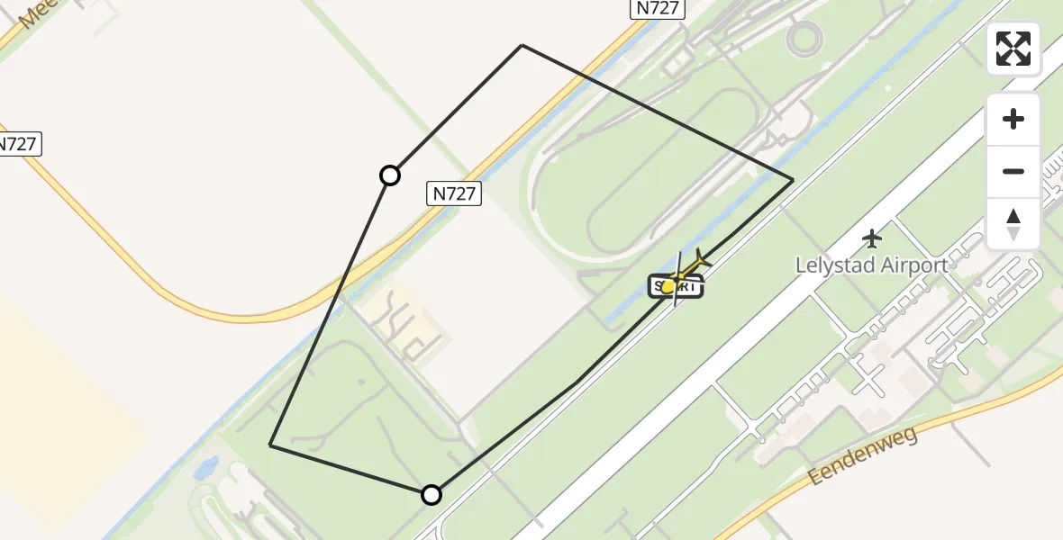 Routekaart van de vlucht: Traumahelikopter naar Lelystad Airport, Talingweg