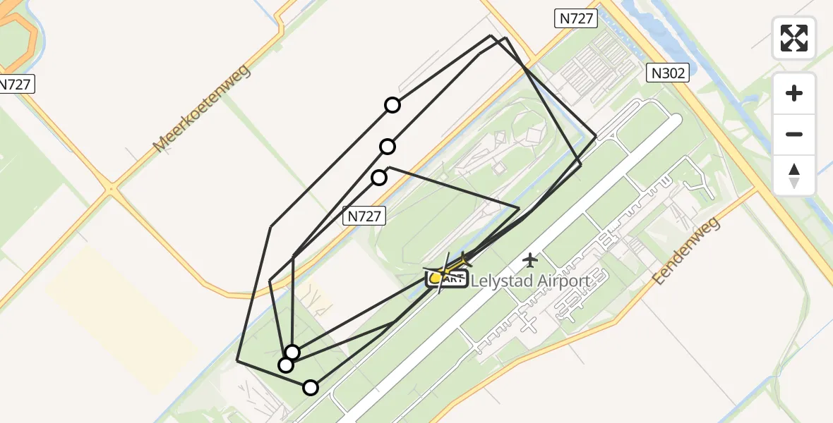 Routekaart van de vlucht: Traumaheli naar Lelystad Airport, Talingweg