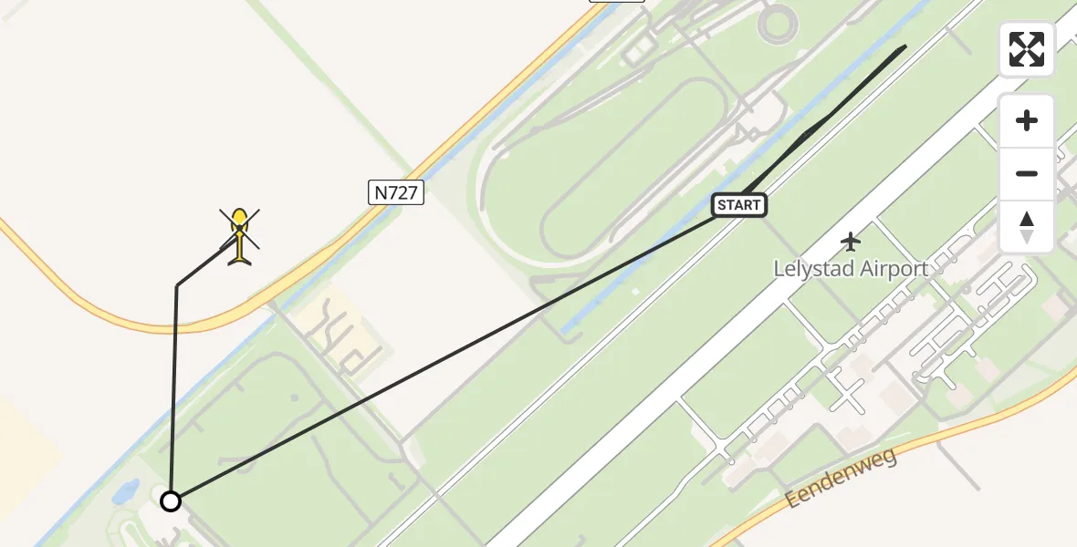 Routekaart van de vlucht: Traumahelikopter naar Lelystad, Talingweg