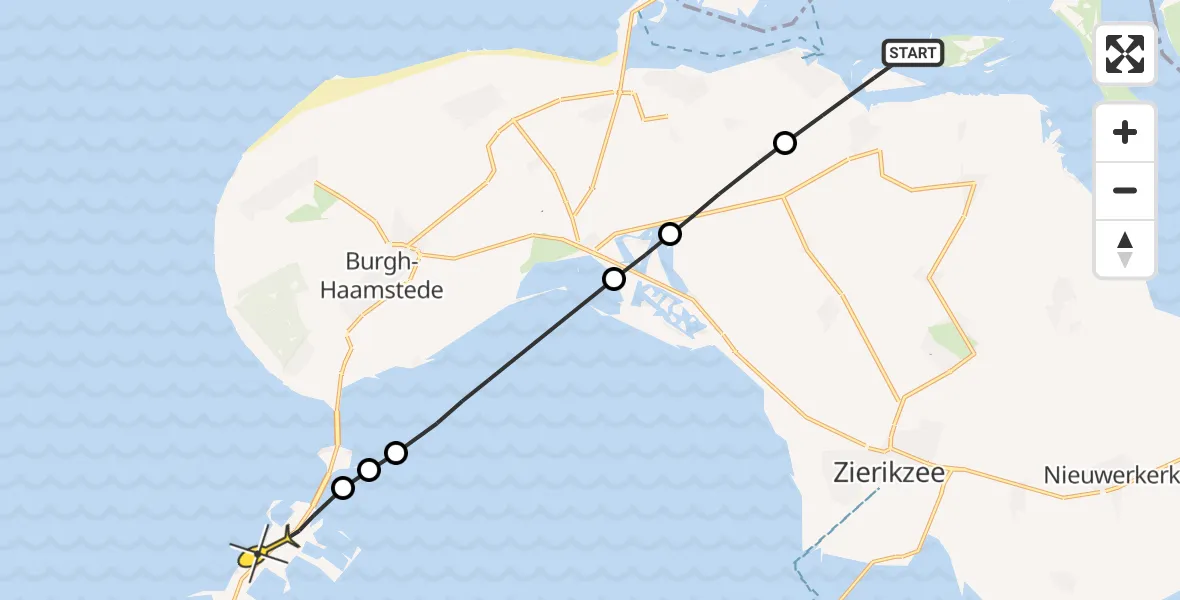 Routekaart van de vlucht: Lifeliner 2 naar Vrouwenpolder, Dwars in den Weg