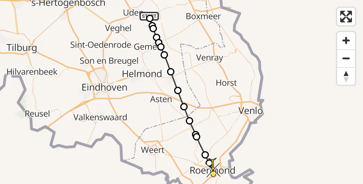 Routekaart van de vlucht: Lifeliner 3 naar Roermond, Rechtestraat