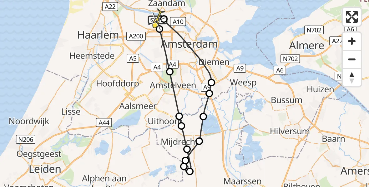 Routekaart van de vlucht: Lifeliner 1 naar Amsterdam Heliport, Maltaweg