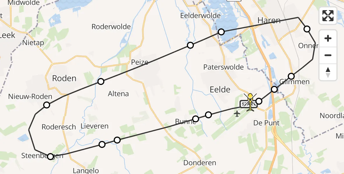 Routekaart van de vlucht: Lifeliner 4 naar Groningen Airport Eelde, Veldkampweg