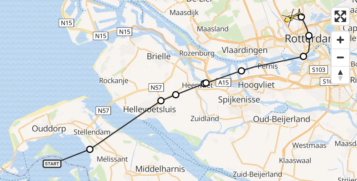 Routekaart van de vlucht: Lifeliner 2 naar Rotterdam The Hague Airport, Zeedijk