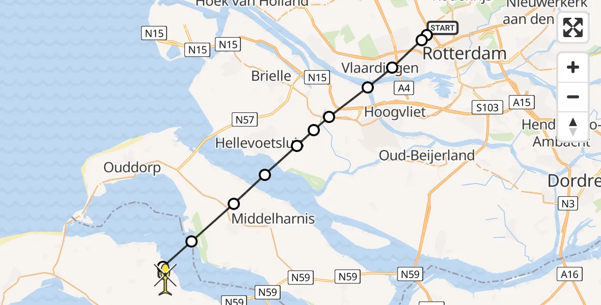 Routekaart van de vlucht: Lifeliner 2 naar Dreischor, Legakkerpad