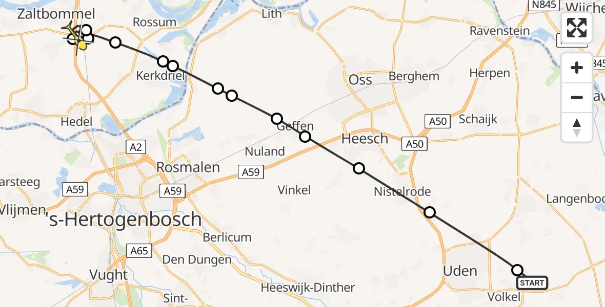 Routekaart van de vlucht: Lifeliner 3 naar Zaltbommel, Bovenstraat