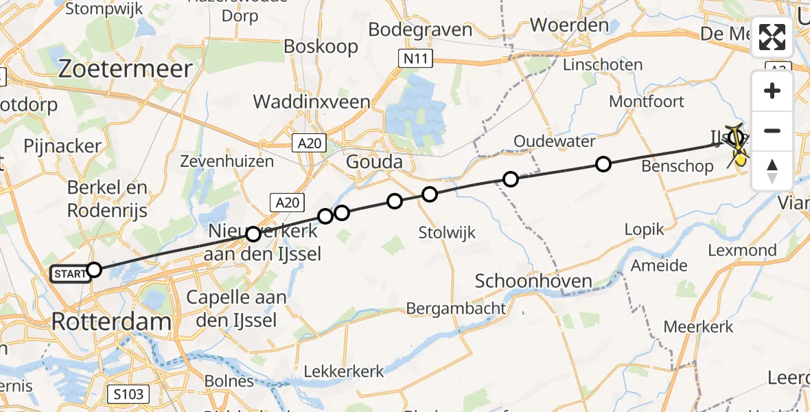 Routekaart van de vlucht: Lifeliner 2 naar IJsselstein, Edsger Dijkstralaan