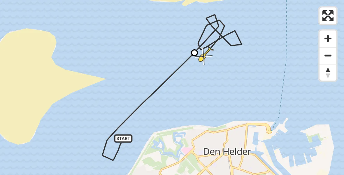 Routekaart van de vlucht: Kustwachthelikopter naar Den Hoorn, Schulpengat