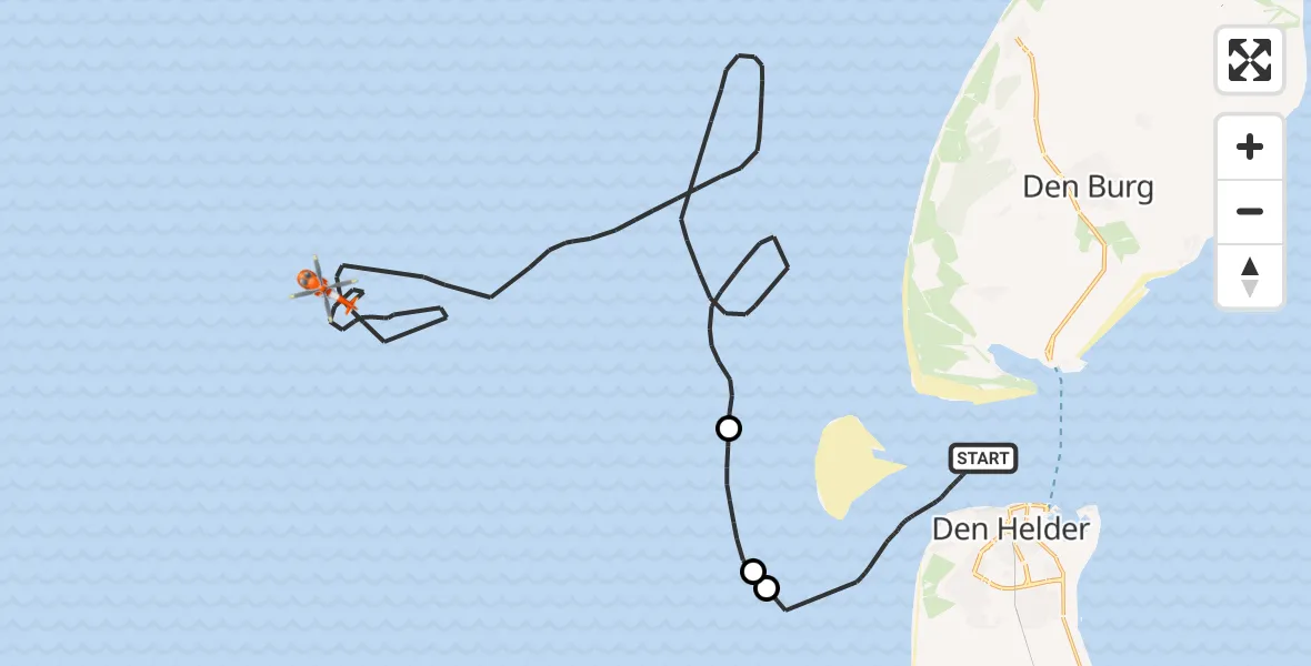 Vluchtroute Kustwachthelikopter Den Helder - , 23 september 2024, 18:19