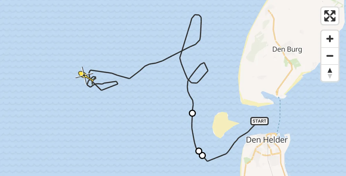 Routekaart van de vlucht: Kustwachthelikopter naar Zeepromenade