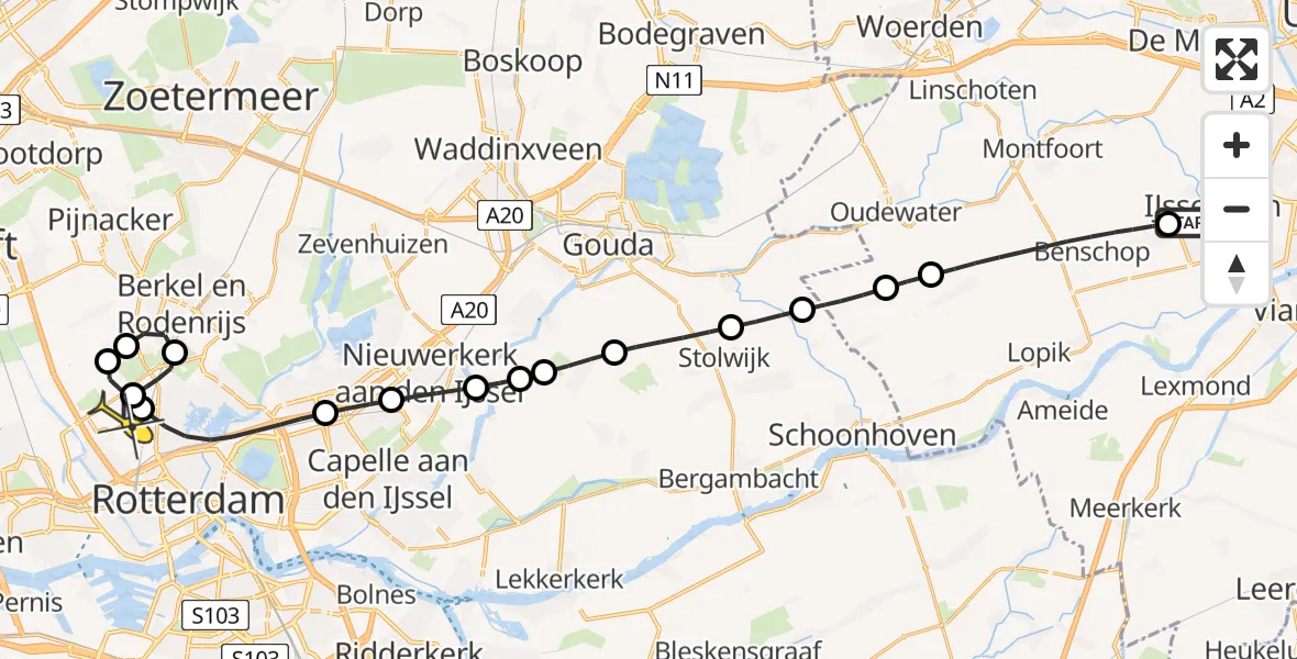 Routekaart van de vlucht: Lifeliner 2 naar Rotterdam The Hague Airport, Westenburg