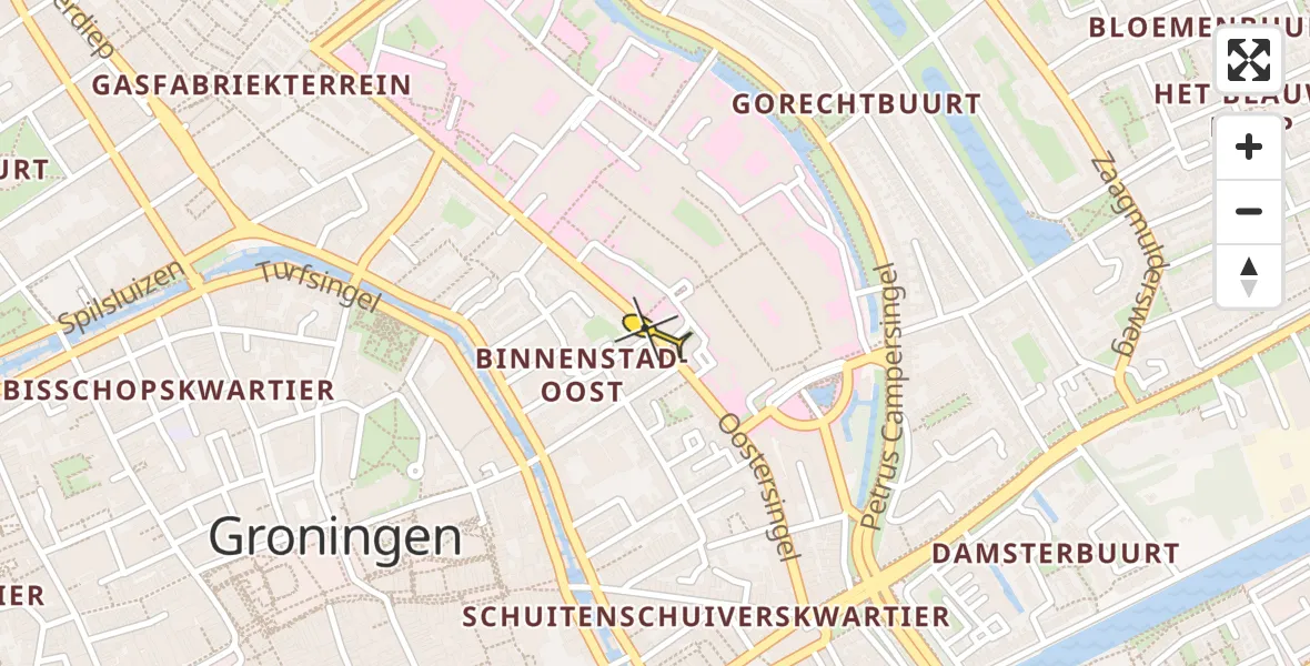 Vluchtroute Ambulancehelikopter van Universitair Medisch Centrum Groningen naar Universitair Medisch Centrum Groningen