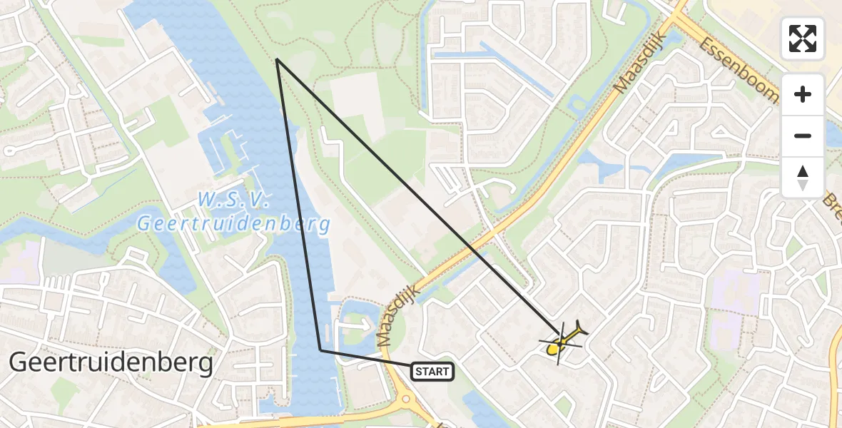 Routekaart van de vlucht: Politiehelikopter naar Raamsdonksveer, Anna Bijnsplein