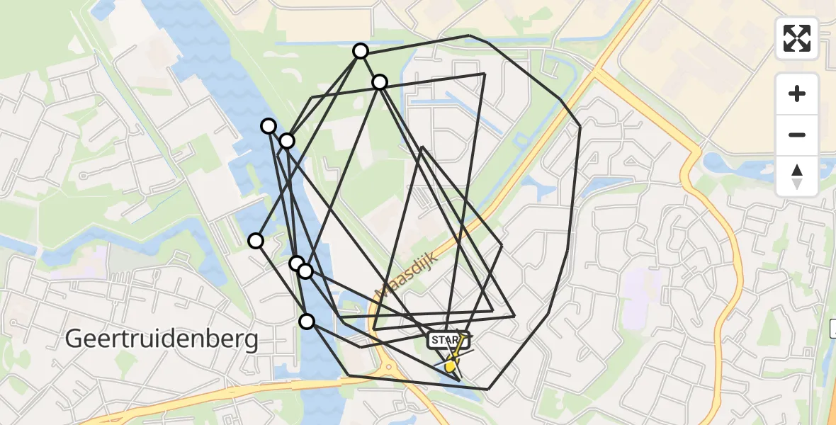 Routekaart van de vlucht: Politieheli naar Raamsdonksveer, Brasem