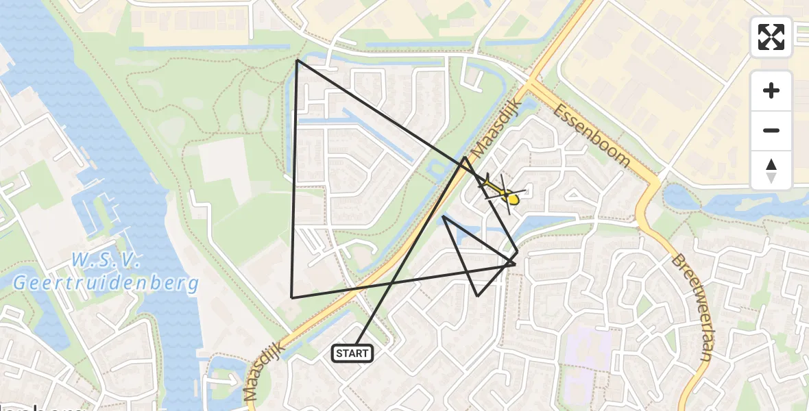 Routekaart van de vlucht: Politiehelikopter naar Raamsdonksveer, Wolvendonk