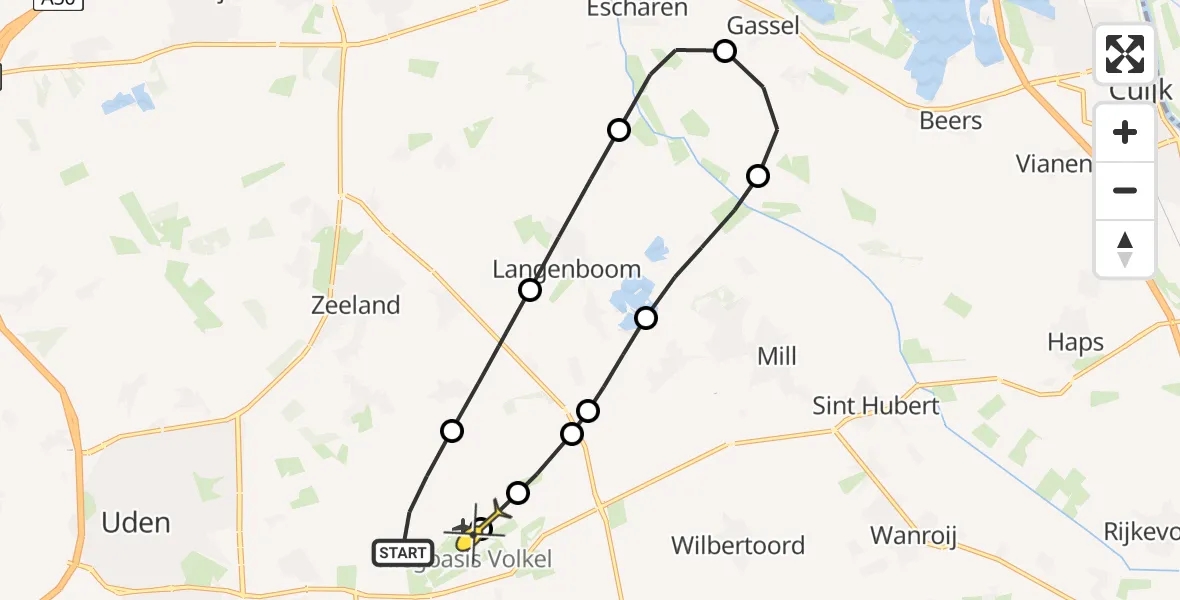 Routekaart van de vlucht: Lifeliner 3 naar Vliegbasis Volkel, Houtvennen