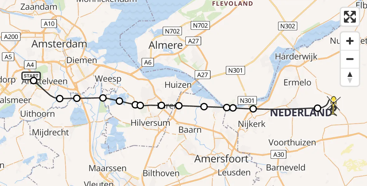 Routekaart van de vlucht: Politieheli naar Ermelo, Tweede Volendammerbrug