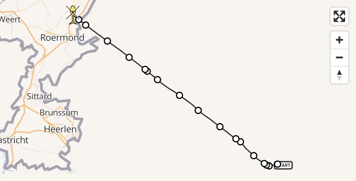 Routekaart van de vlucht: Traumahelikopter naar Beesel, Kasteel Nieuwenbroeck