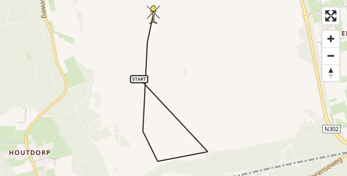 Routekaart van de vlucht: Politiehelikopter naar Ermelo, Solseweg