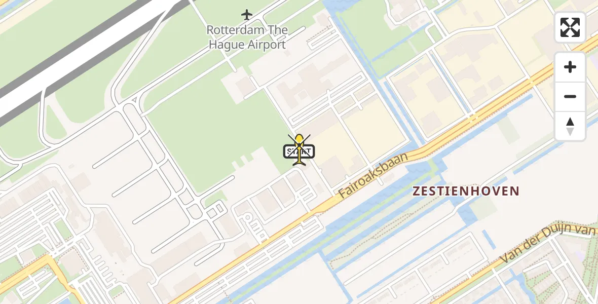 Routekaart van de vlucht: Traumaheli naar Rotterdam The Hague Airport, Brandenburgbaan