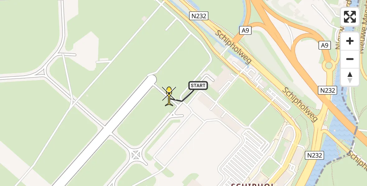 Routekaart van de vlucht: Politiehelikopter naar Schiphol, Thermiekstraat