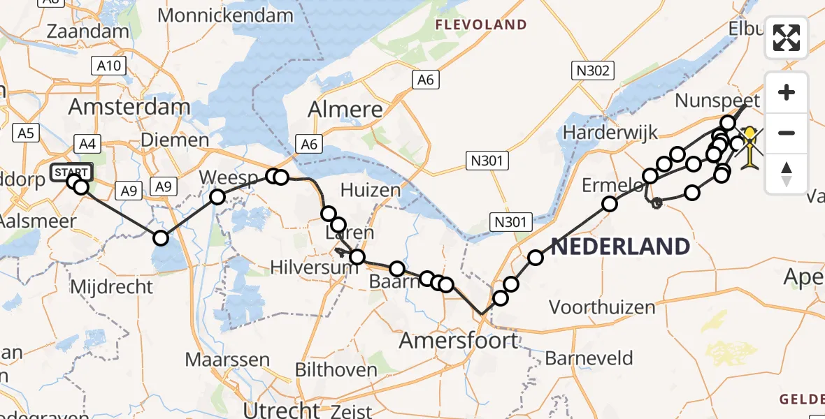 Routekaart van de vlucht: Politieheli naar Vierhouten, Kleine Bospad