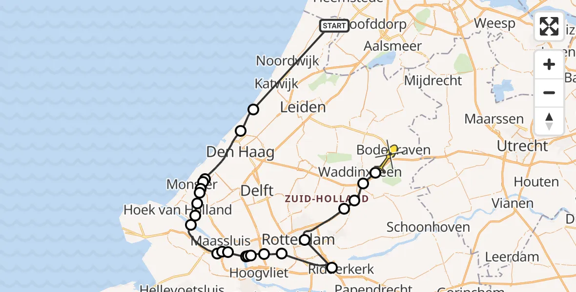 Routekaart van de vlucht: Politieheli naar Reeuwijk, Vaart vm Zanderijpolder
