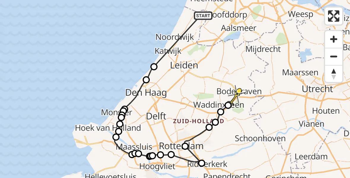 Routekaart van de vlucht: Politiehelikopter naar Reeuwijk, Vaart vm Zanderijpolder
