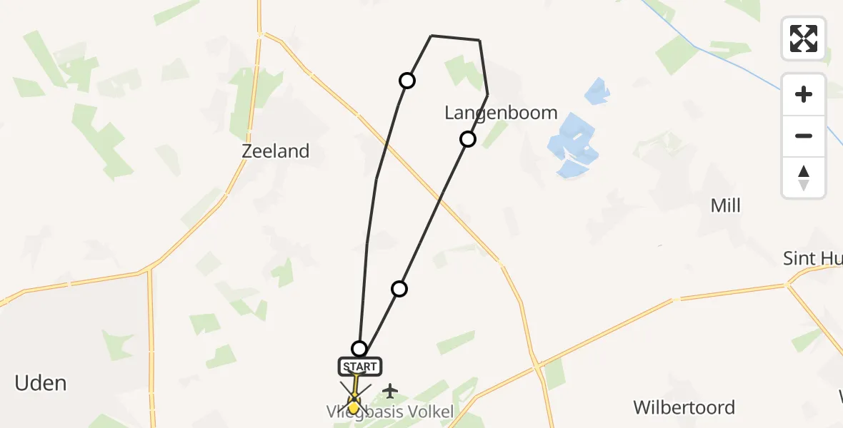 Routekaart van de vlucht: Lifeliner 3 naar Vliegbasis Volkel, Trentsedijk