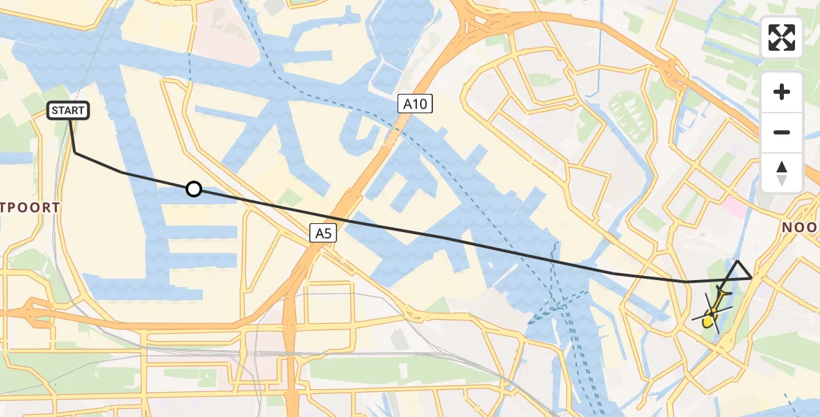 Routekaart van de vlucht: Lifeliner 1 naar Amsterdam, Westhaven