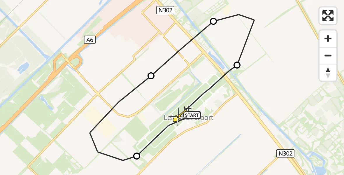 Routekaart van de vlucht: Traumaheli naar Lelystad Airport, Eendenweg