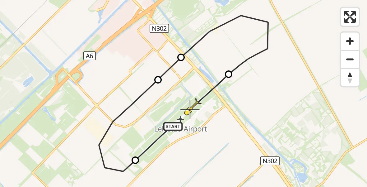 Routekaart van de vlucht: Traumaheli naar Lelystad Airport, Eendenweg