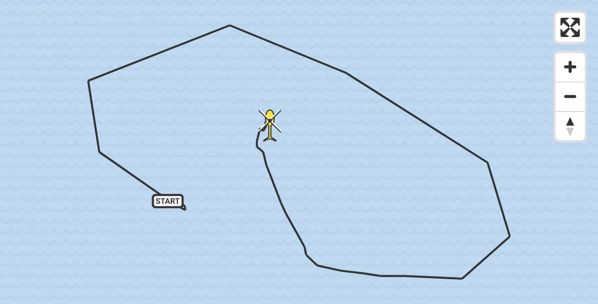 Routekaart van de vlucht: Kustwachthelikopter naar Den Helder, Schulpengat