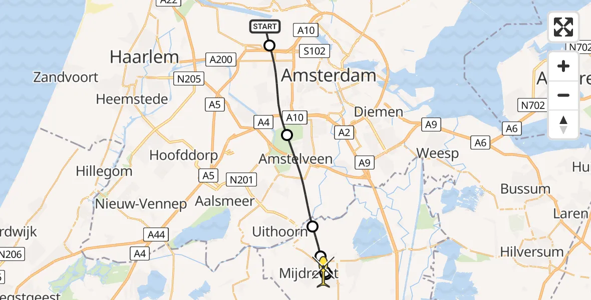 Routekaart van de vlucht: Lifeliner 1 naar Mijdrecht, Maltaweg