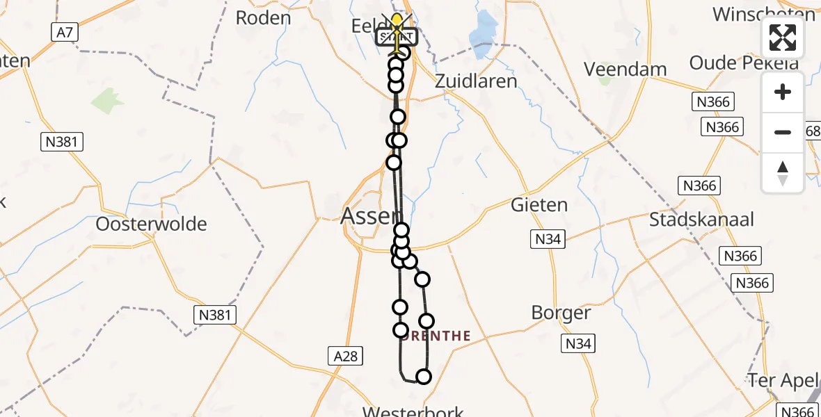 Routekaart van de vlucht: Lifeliner 4 naar Groningen Airport Eelde, Bolhuisgat