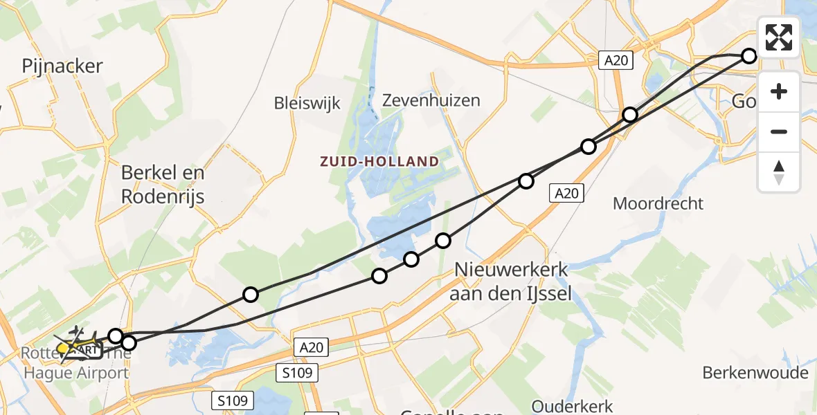 Routekaart van de vlucht: Lifeliner 2 naar Rotterdam The Hague Airport, Ada Lovelacestraat