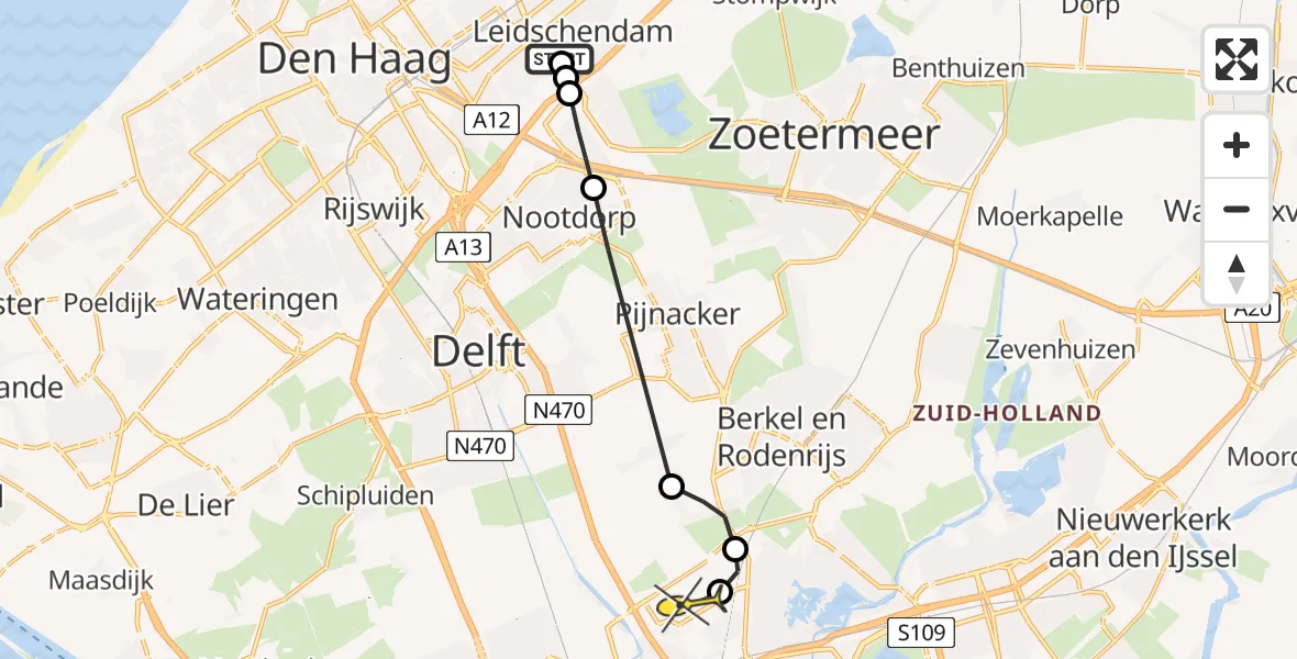 Routekaart van de vlucht: Lifeliner 2 naar Rotterdam The Hague Airport, Rhone